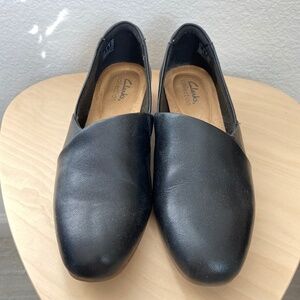 Clarks Black Leather Loafers Size 6M
